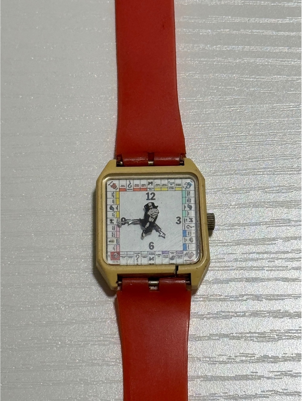 Vintage 1985 Monopoly Mr. Monopoly Watch Parker Brothers Red Band